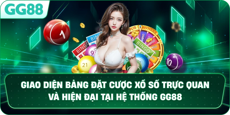 Giao diện bảng đặt cược XỔ SỐ trực quan và hiện đại tại hệ thống GG88.