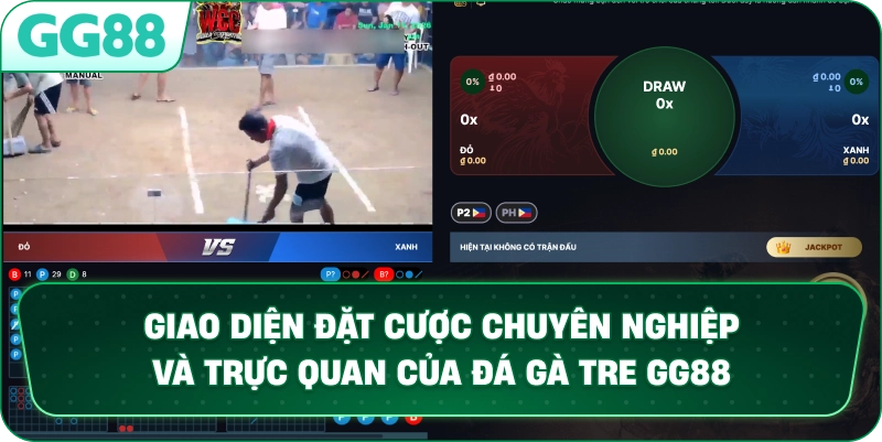 Giao diện đặt cược chuyên nghiệp và trực quan của Đá Gà Tre GG88.